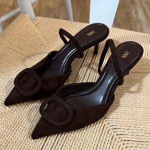 Zara Dark Brown kitten Heels